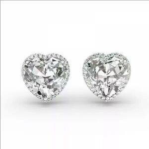 The Iced Hearts white sapphire silver Stud heart earrings